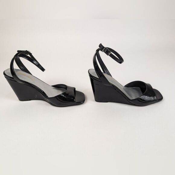 Nine West Ankle Strap Black Wedge Heels Women's 5 NWOT - Picture 7 of 11